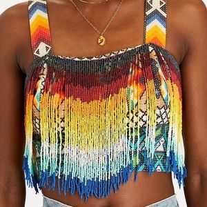 FarmRio Awavena Fringe Top - NWT